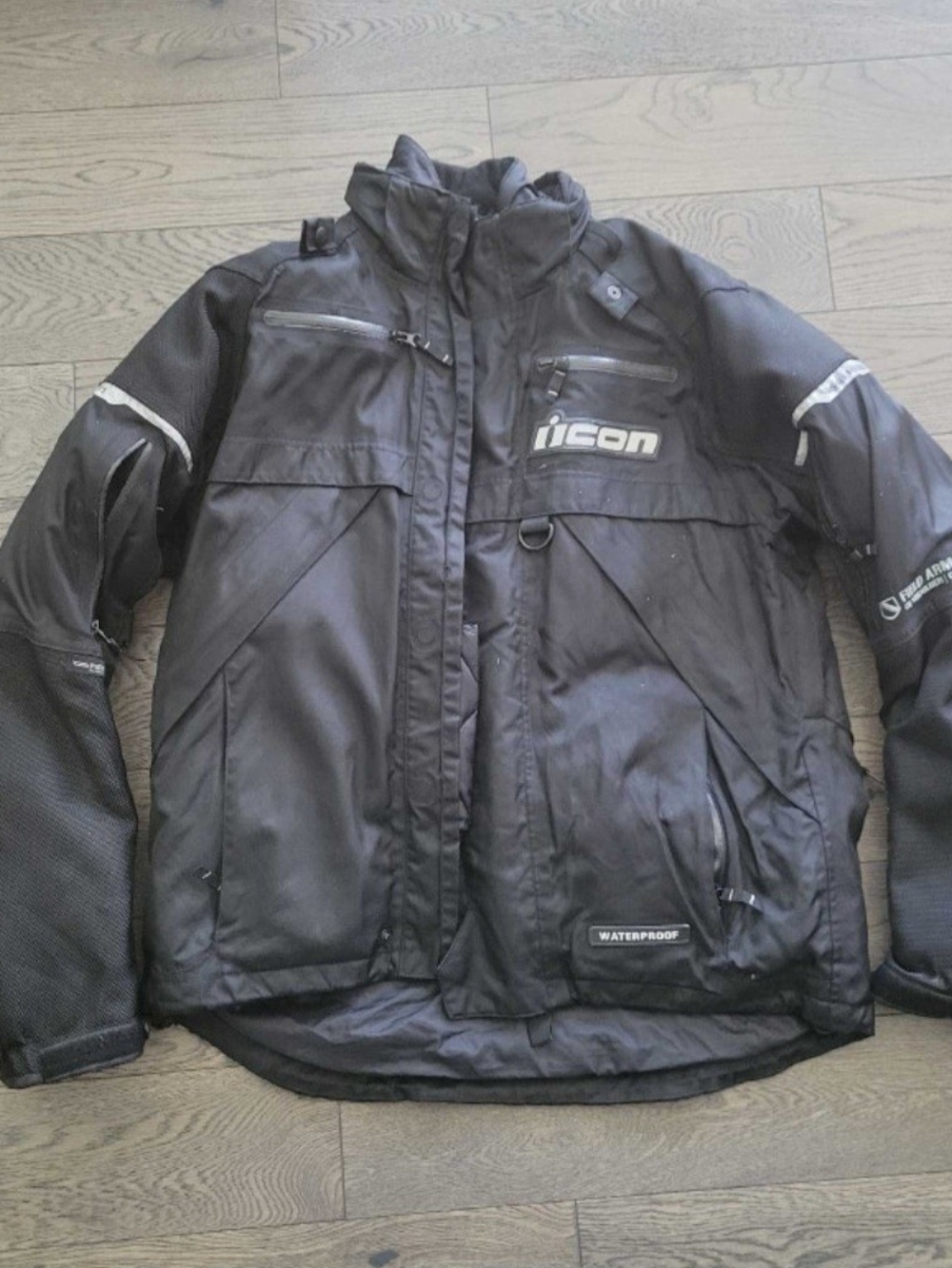 ICON PATROL Men's Waterproof ARMOURED MOTORCYLE Jacket (ZIP out INSULATED liner)